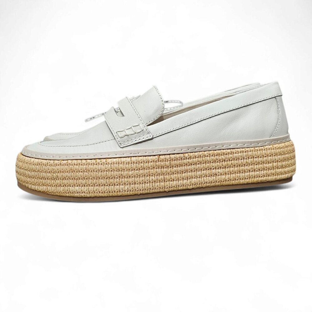 Dolce Vita Ranna Loafer New Espadrille Platform Ivory Leather Slip On Shoe